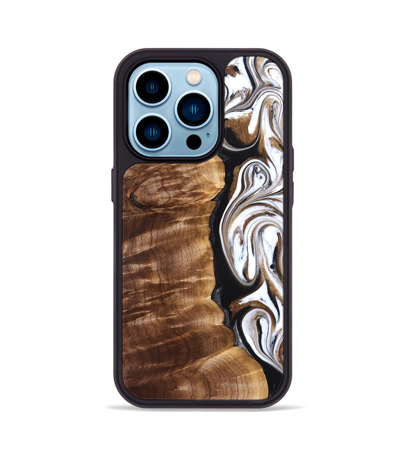 iPhone 14 Pro Wood Phone Case - Tracee (Black & White, 827315)
