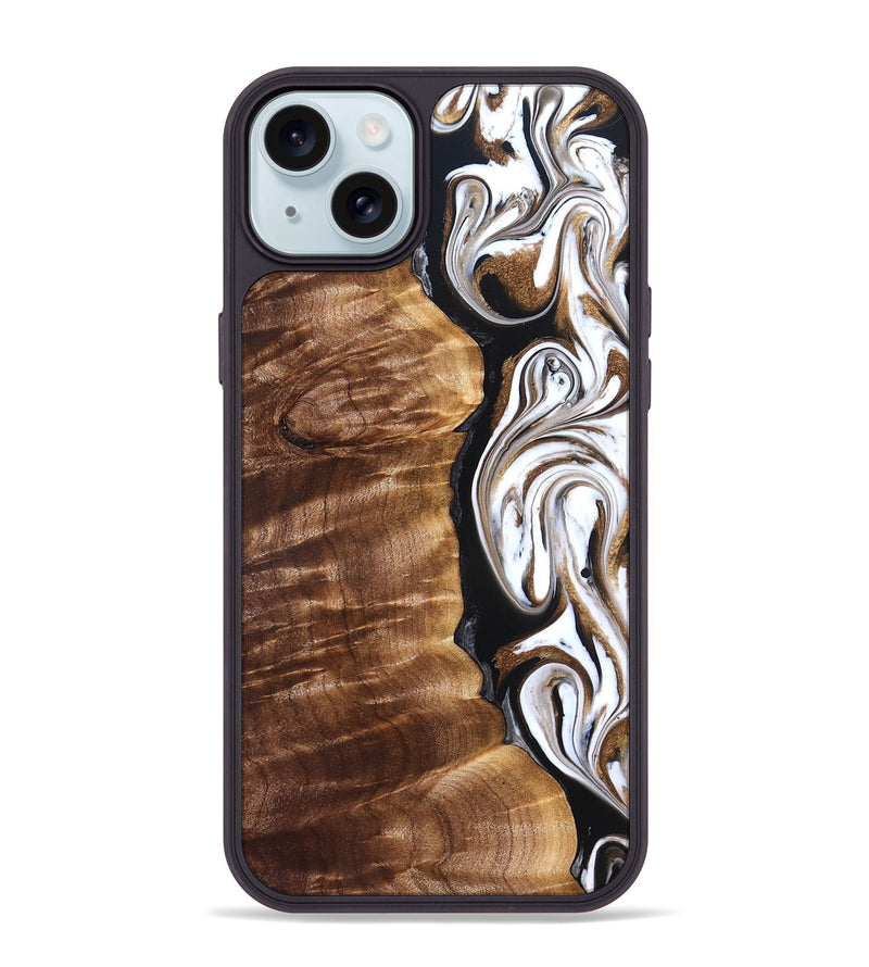iPhone 15 Plus Wood Phone Case - Tracee (Black & White, 827315)