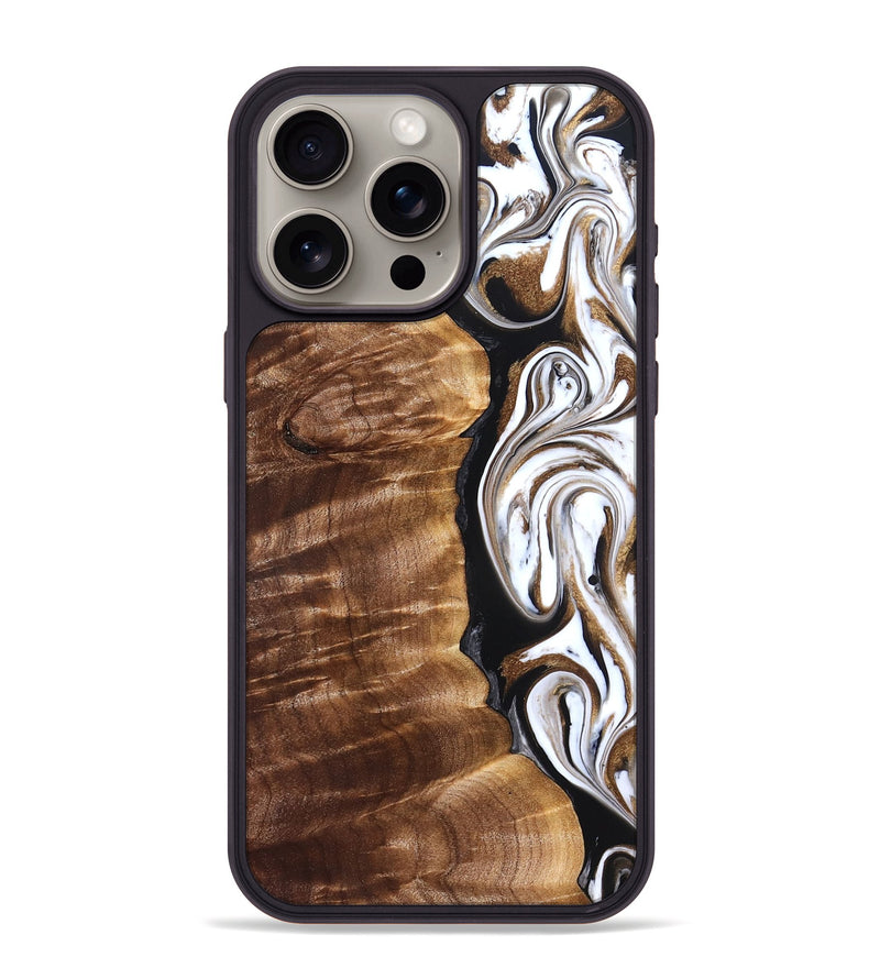 iPhone 15 Pro Max Wood Phone Case - Tracee (Black & White, 827315)