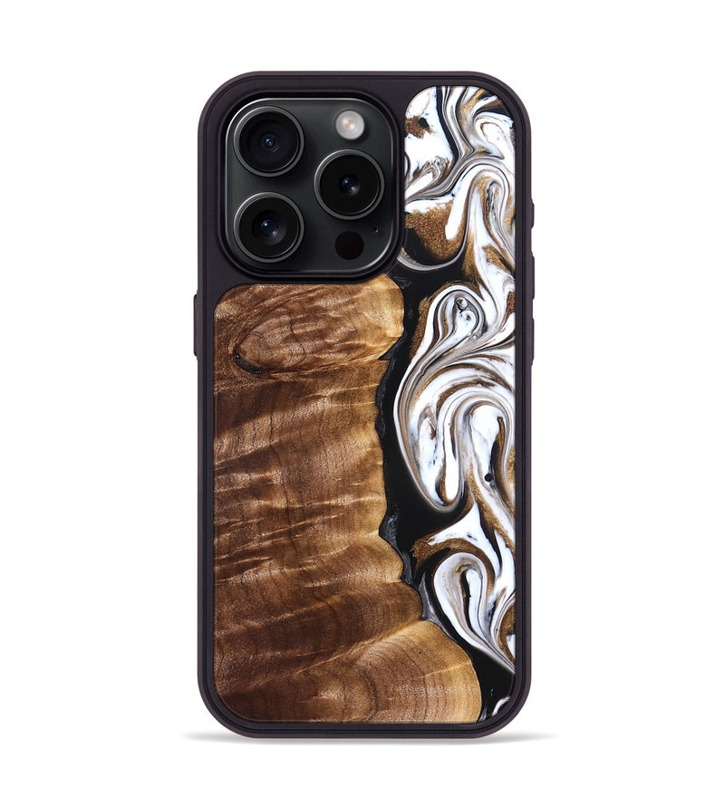 iPhone 15 Pro Wood Phone Case - Tracee (Black & White, 827315)