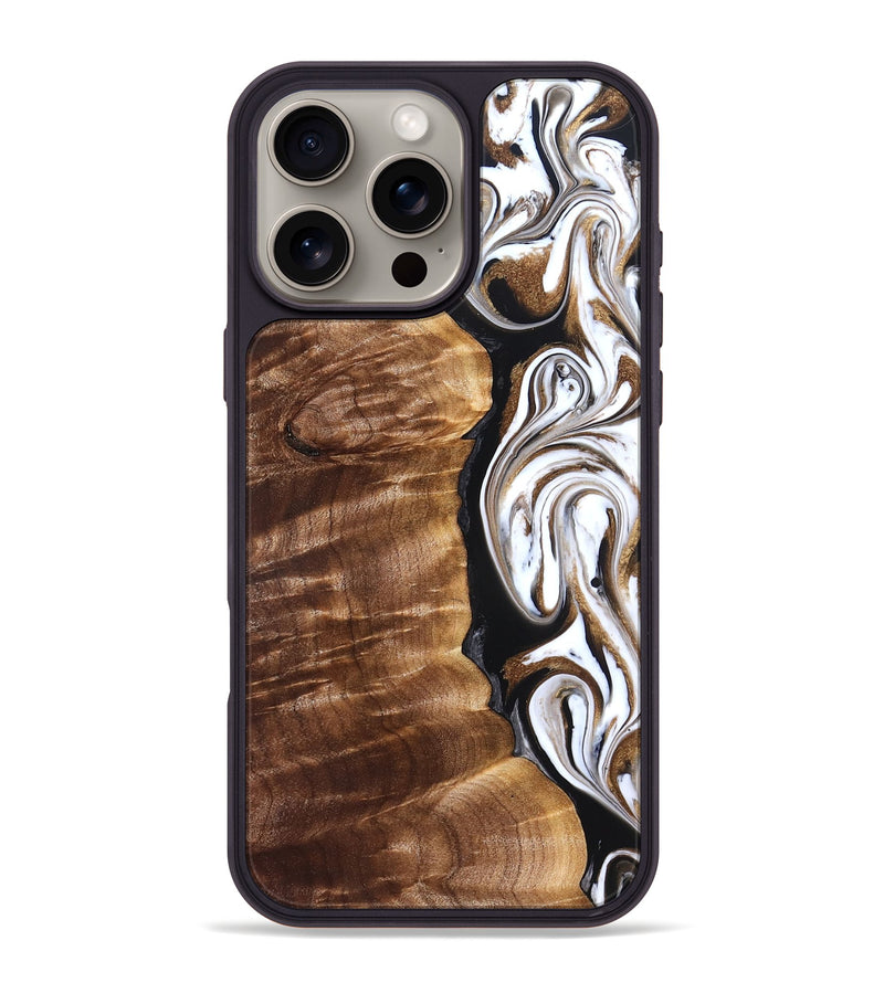 iPhone 16 Pro Max Wood Phone Case - Tracee (Black & White, 827315)