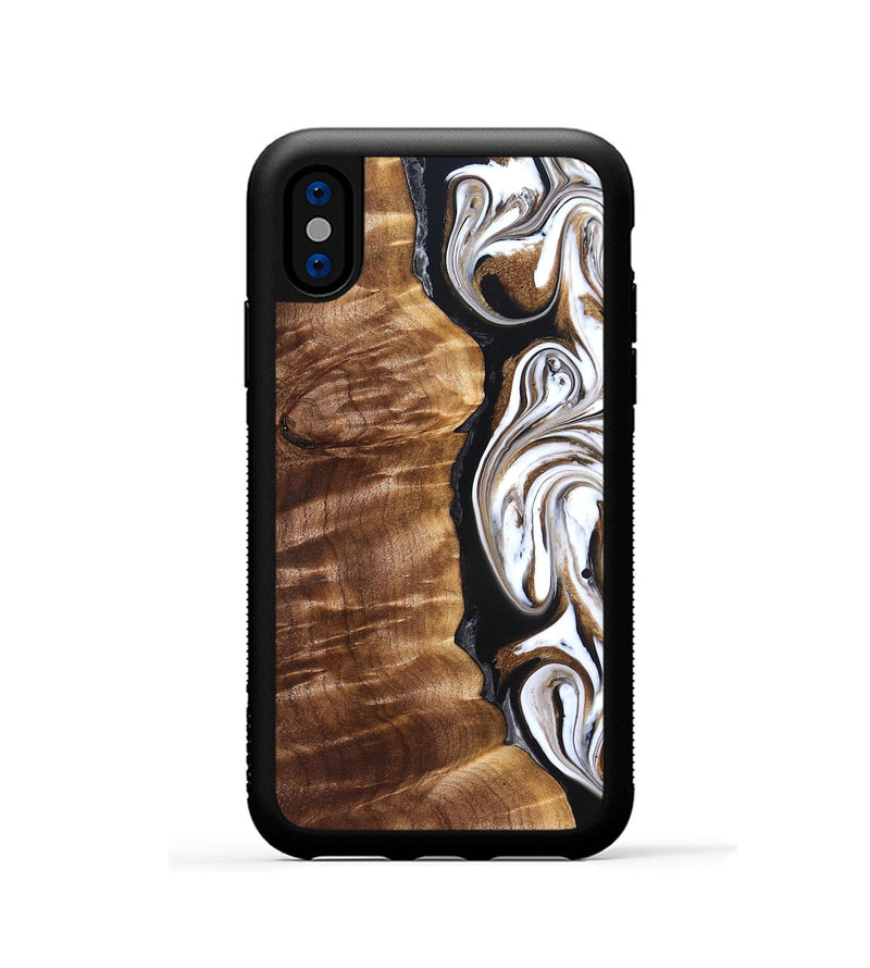 iPhone Xs Wood Phone Case - Tracee (Black & White, 827315)