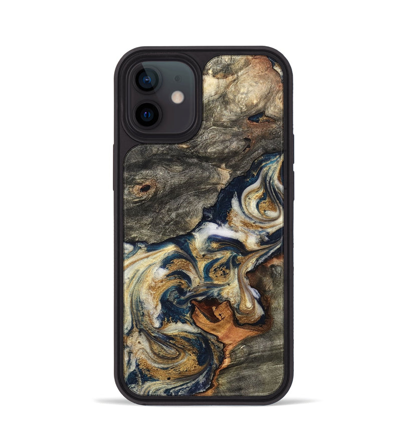 iPhone 12 Wood Phone Case - Reva (Teal & Gold, 827316)