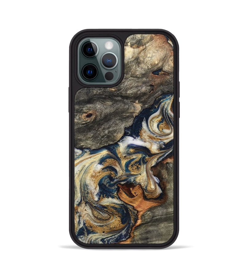 iPhone 12 Pro Wood Phone Case - Reva (Teal & Gold, 827316)