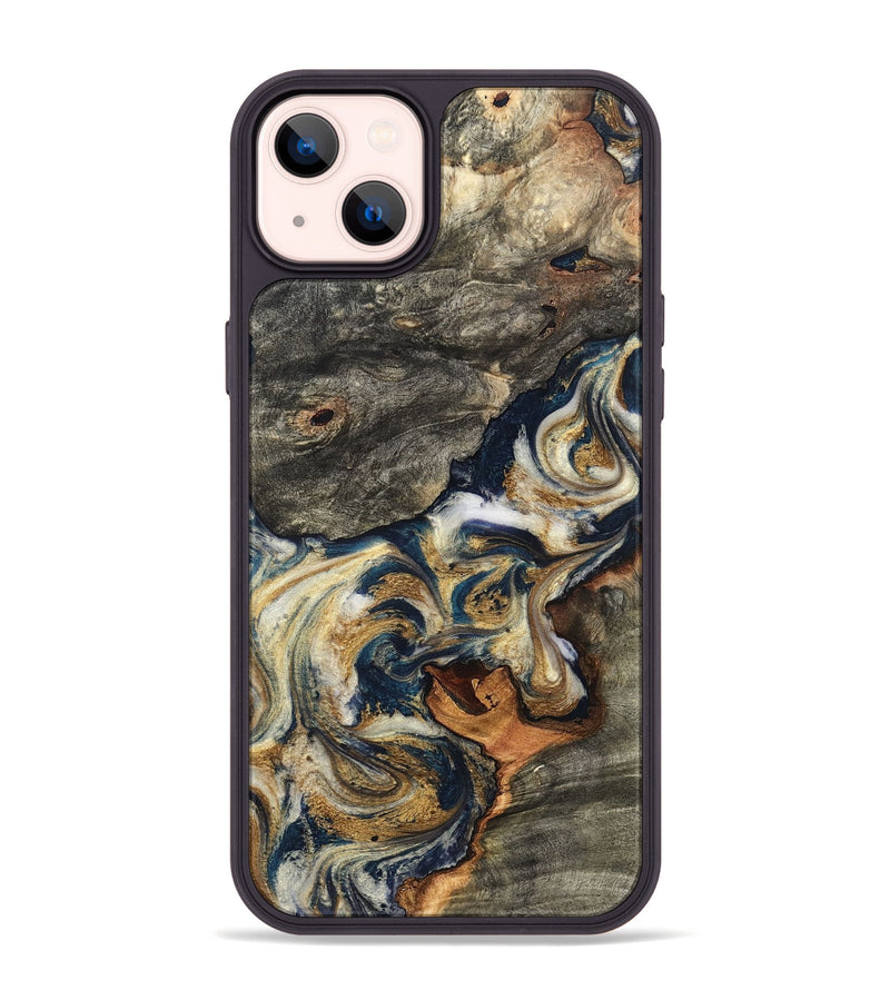 iPhone 14 Plus Wood Phone Case - Reva (Teal & Gold, 827316)