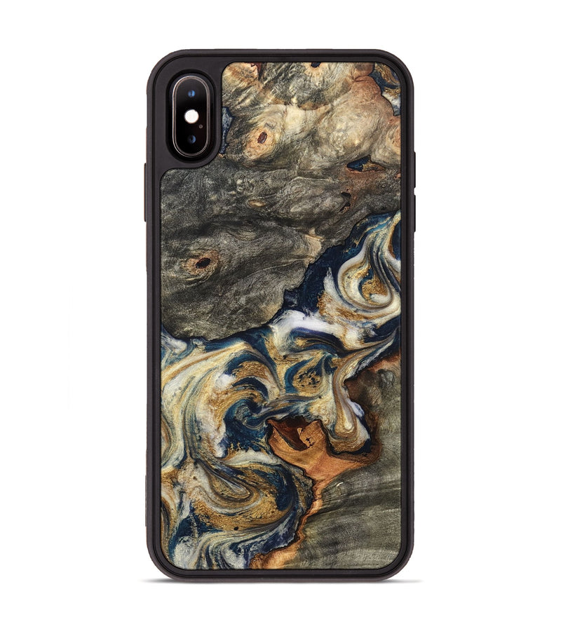 iPhone Xs Max Wood Phone Case - Reva (Teal & Gold, 827316)