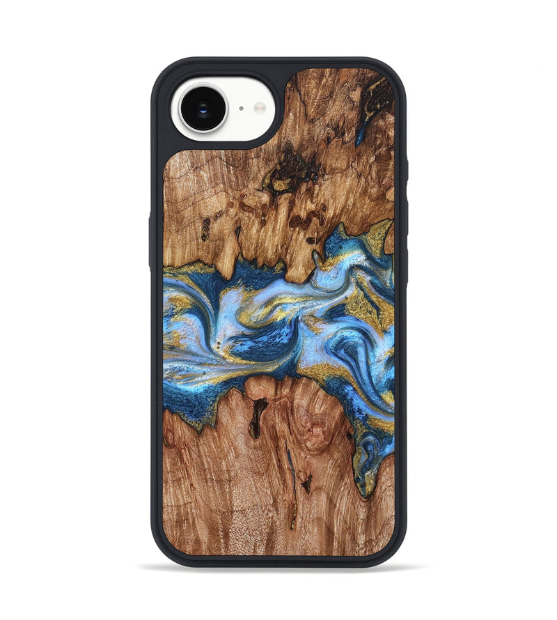 iPhone 16e Wood Phone Case - Irving (Teal & Gold, 827317)