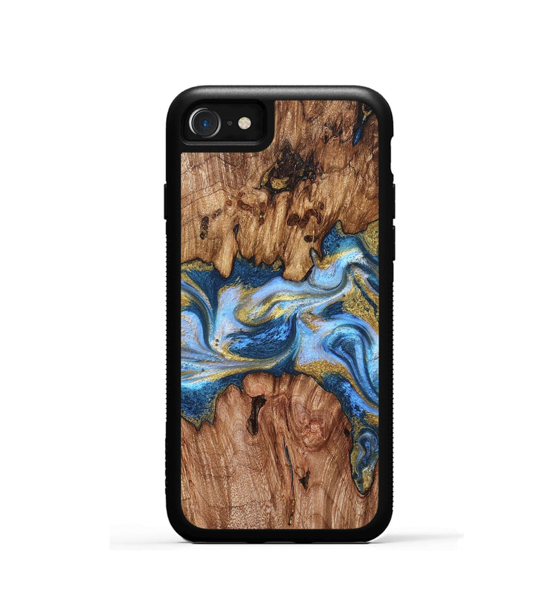 iPhone SE Wood Phone Case - Irving (Teal & Gold, 827317)