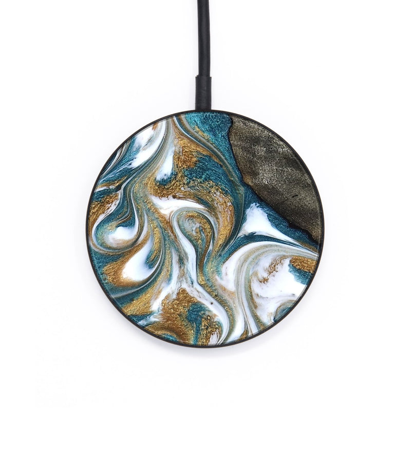 Circle Wood Wireless Charger - Payten (Teal & Gold, 827318)