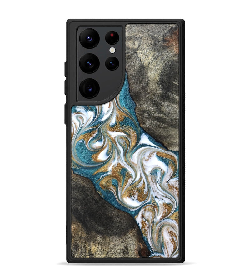 Galaxy S22 Ultra Wood Phone Case - Payten (Teal & Gold, 827318)