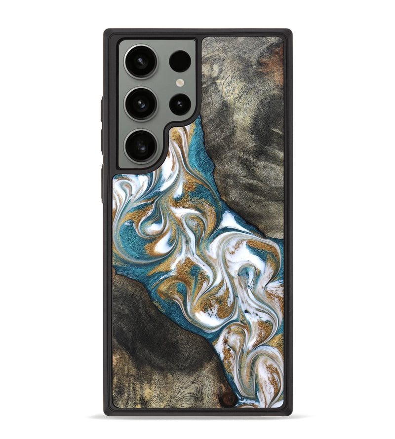 Galaxy S23 Ultra Wood Phone Case - Payten (Teal & Gold, 827318)