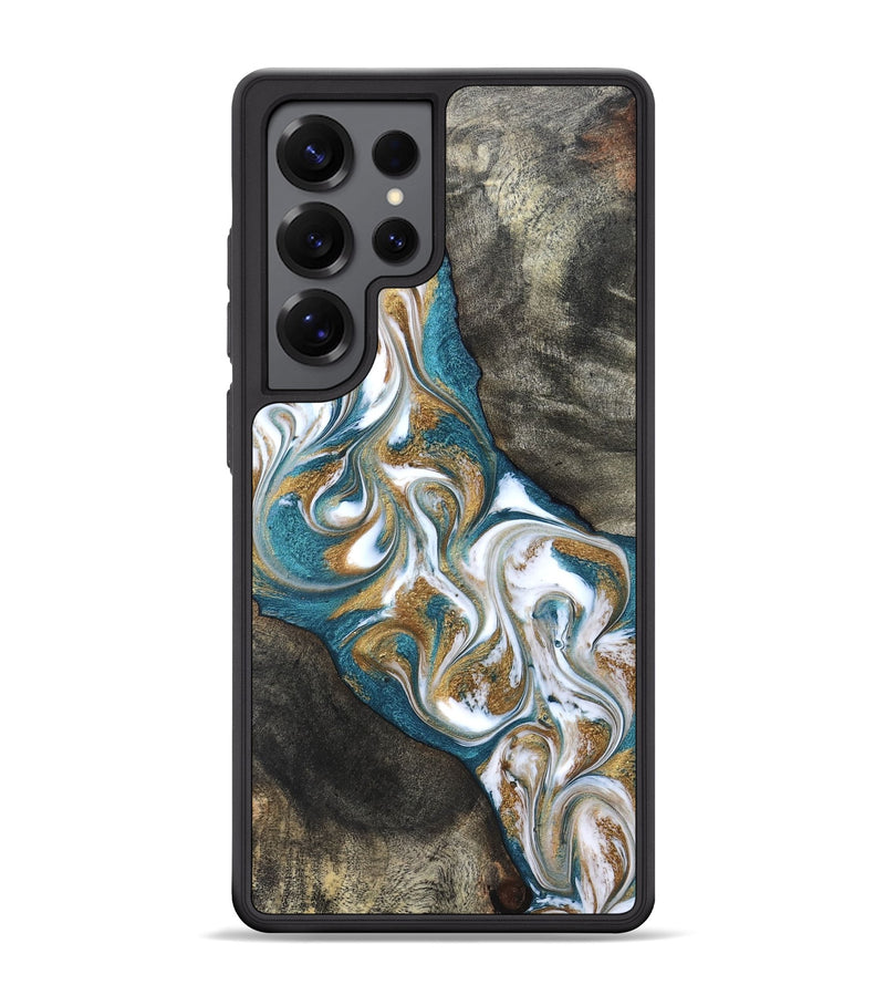 Galaxy S25 Ultra Wood Phone Case - Payten (Teal & Gold, 827318)