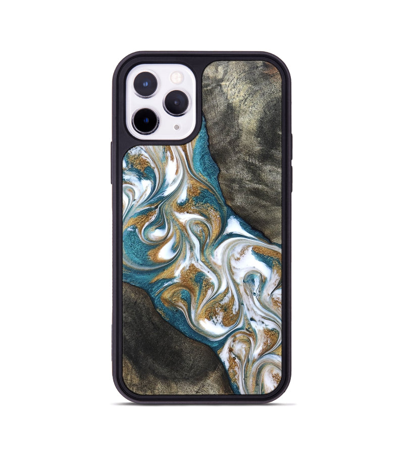 iPhone 11 Pro Wood Phone Case - Payten (Teal & Gold, 827318)
