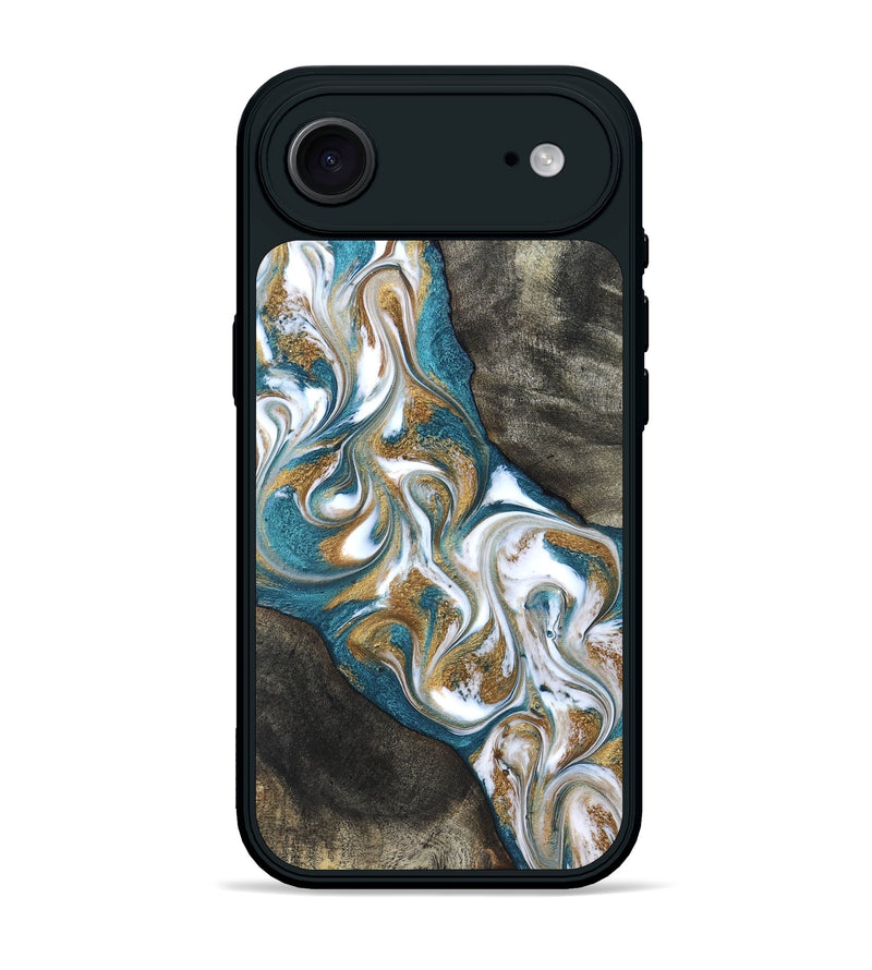 iPhone 17 Air Wood Phone Case - Payten (Teal & Gold, 827318)