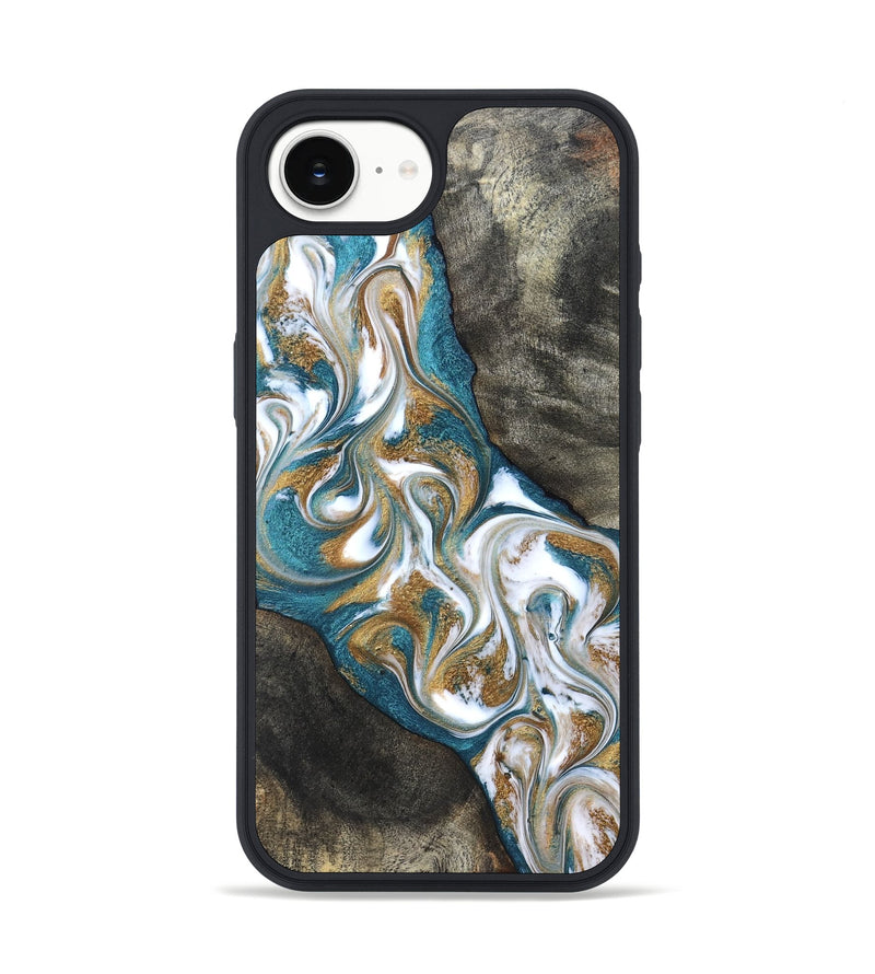 iPhone 17e Wood Phone Case - Payten (Teal & Gold, 827318)