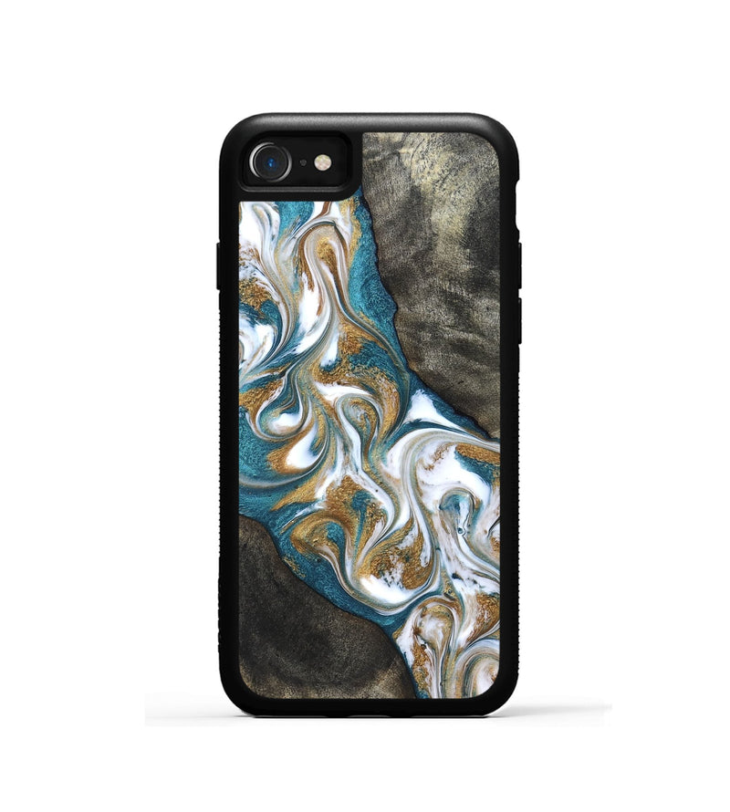 iPhone SE Wood Phone Case - Payten (Teal & Gold, 827318)