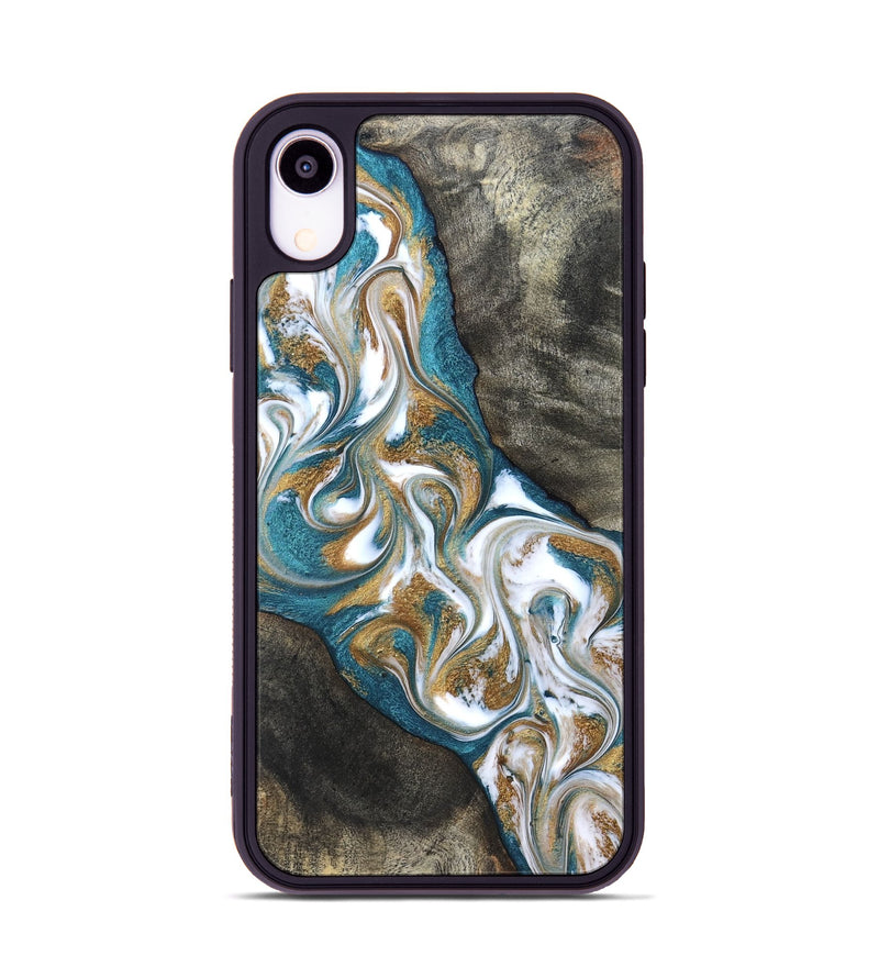 iPhone Xr Wood Phone Case - Payten (Teal & Gold, 827318)