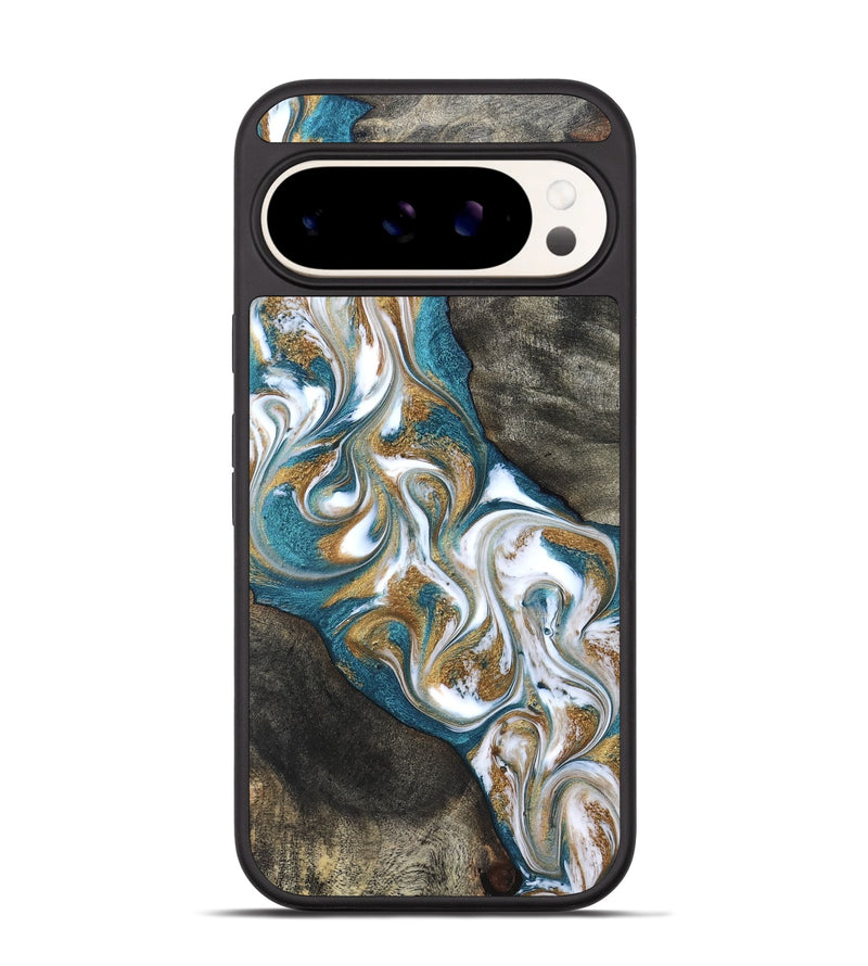 Pixel 9 Pro Wood Phone Case - Payten (Teal & Gold, 827318)