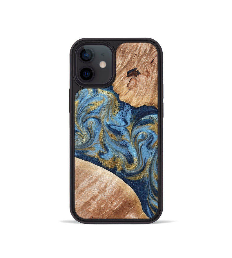 iPhone 12 mini Wood Phone Case - Jakai (Teal & Gold, 827319)