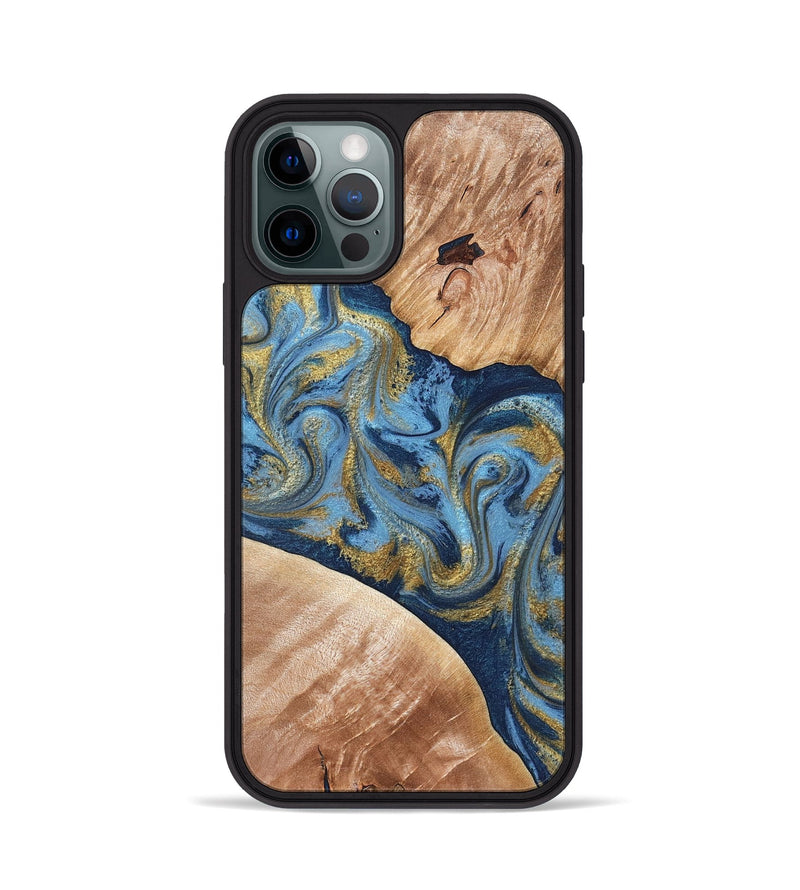 iPhone 12 Pro Wood Phone Case - Jakai (Teal & Gold, 827319)