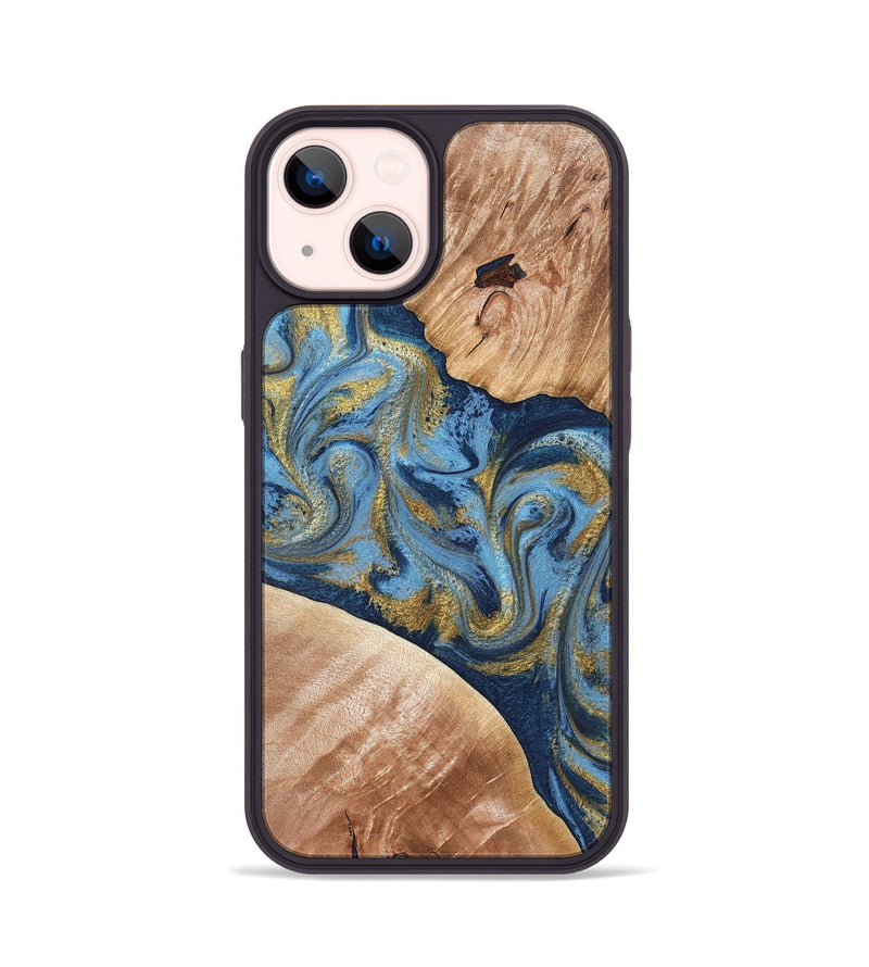 iPhone 14 Wood Phone Case - Jakai (Teal & Gold, 827319)