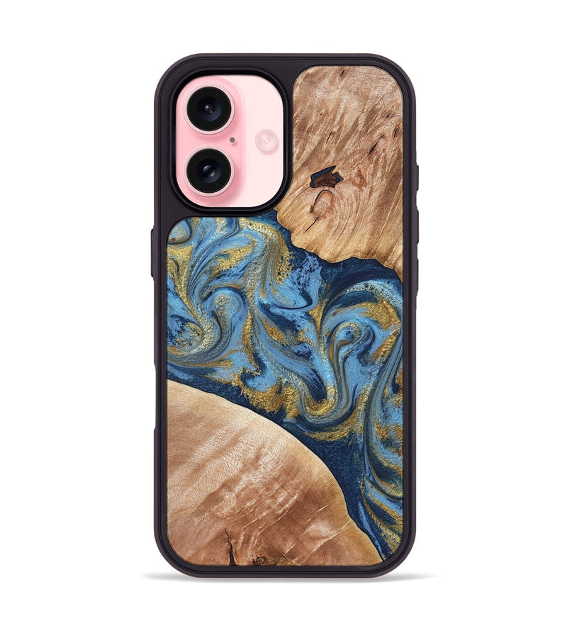 iPhone 16 Wood Phone Case - Jakai (Teal & Gold, 827319)