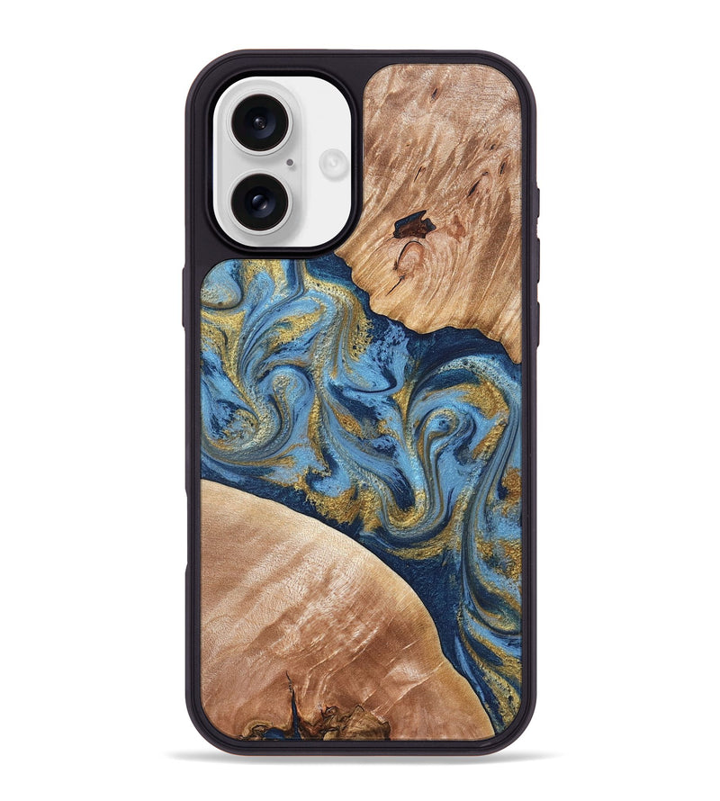 iPhone 16 Plus Wood Phone Case - Jakai (Teal & Gold, 827319)