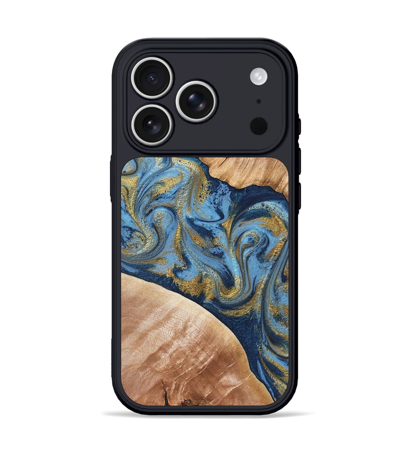 iPhone 17 Pro Wood Phone Case - Jakai (Teal & Gold, 827319)
