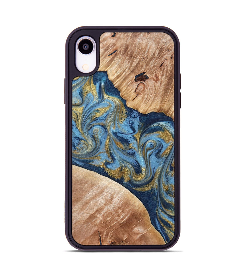 iPhone Xr Wood Phone Case - Jakai (Teal & Gold, 827319)