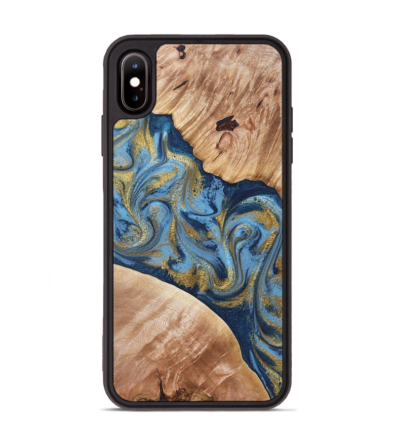 iPhone Xs Max Wood Phone Case - Jakai (Teal & Gold, 827319)
