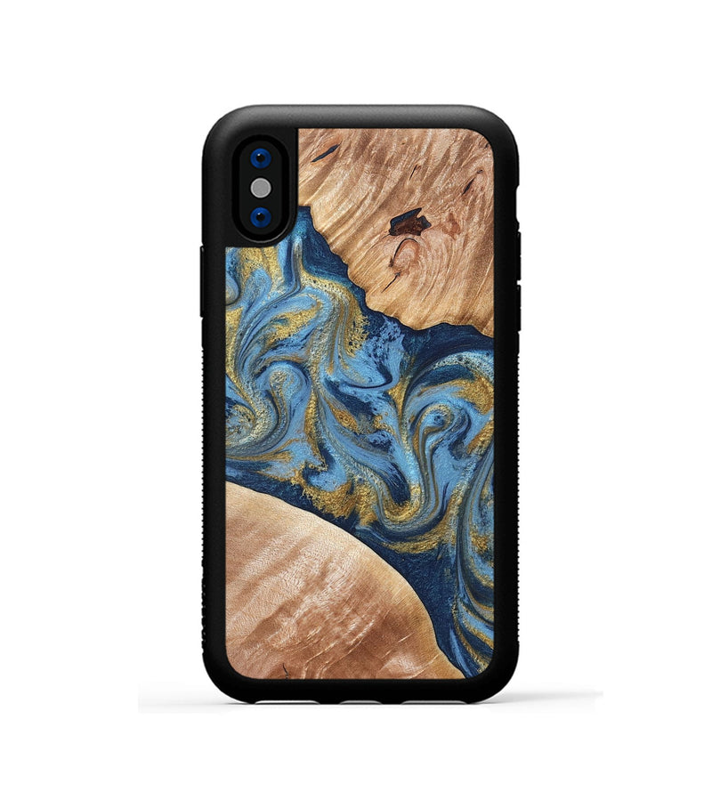 iPhone Xs Wood Phone Case - Jakai (Teal & Gold, 827319)