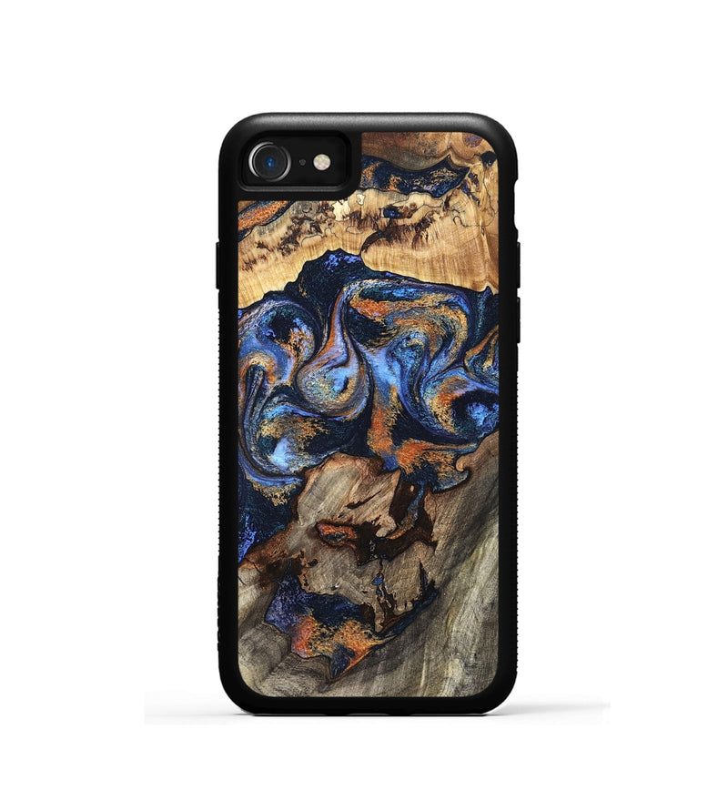 iPhone SE Wood Phone Case - Tiara (Teal & Gold, 827320)