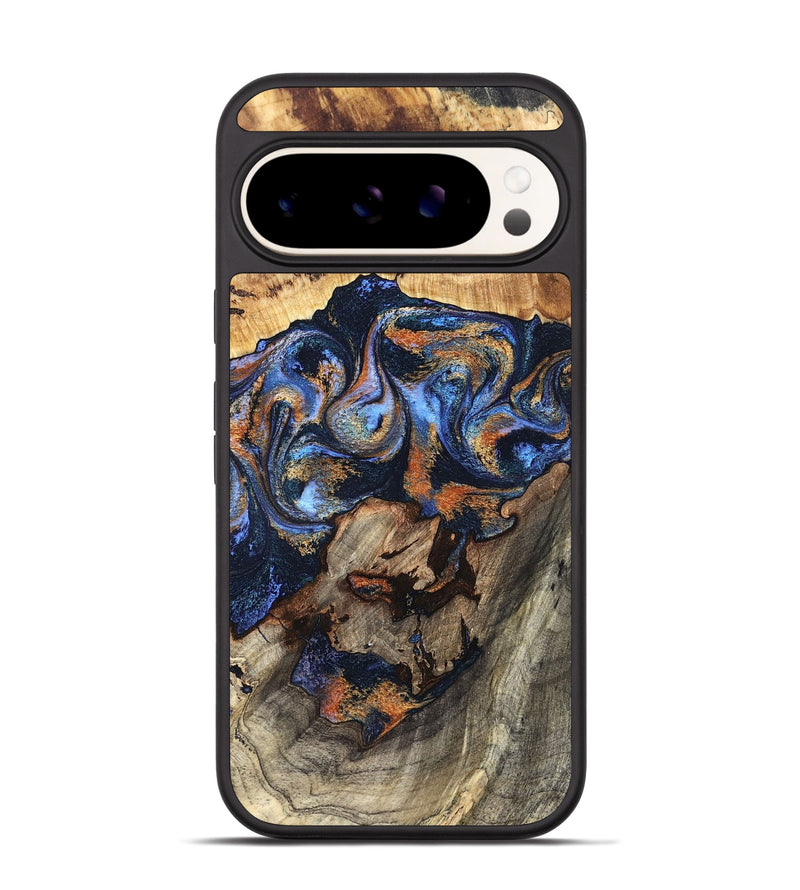 Pixel 9 Wood Phone Case - Tiara (Teal & Gold, 827320)