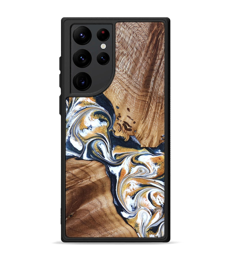 Galaxy S22 Ultra Wood Phone Case - Adalee (Teal & Gold, 827321)