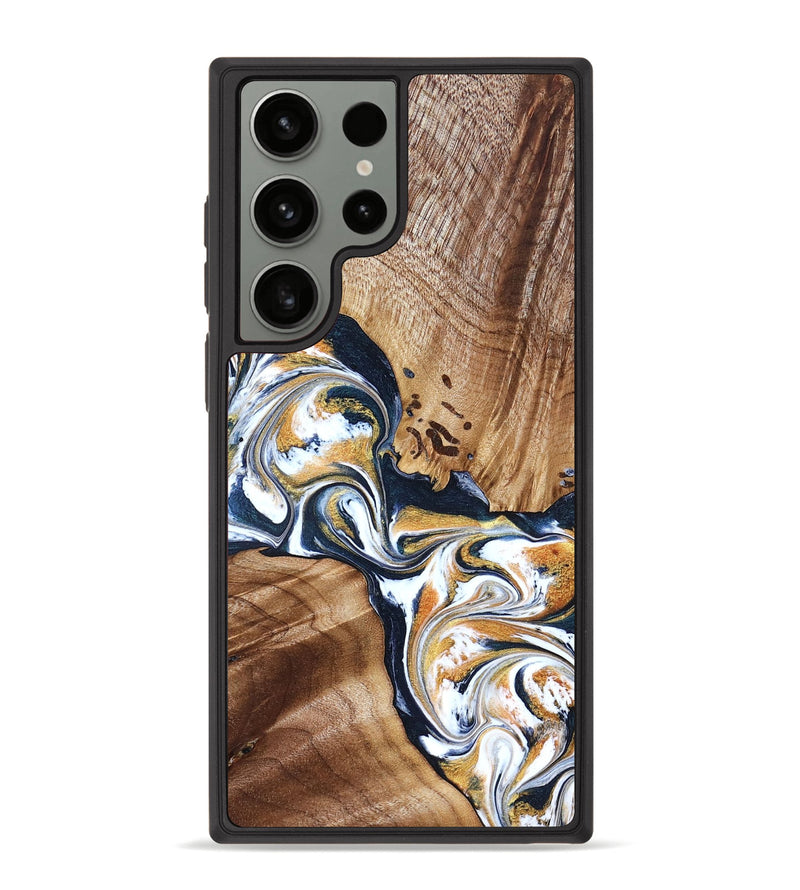 Galaxy S23 Ultra Wood Phone Case - Adalee (Teal & Gold, 827321)