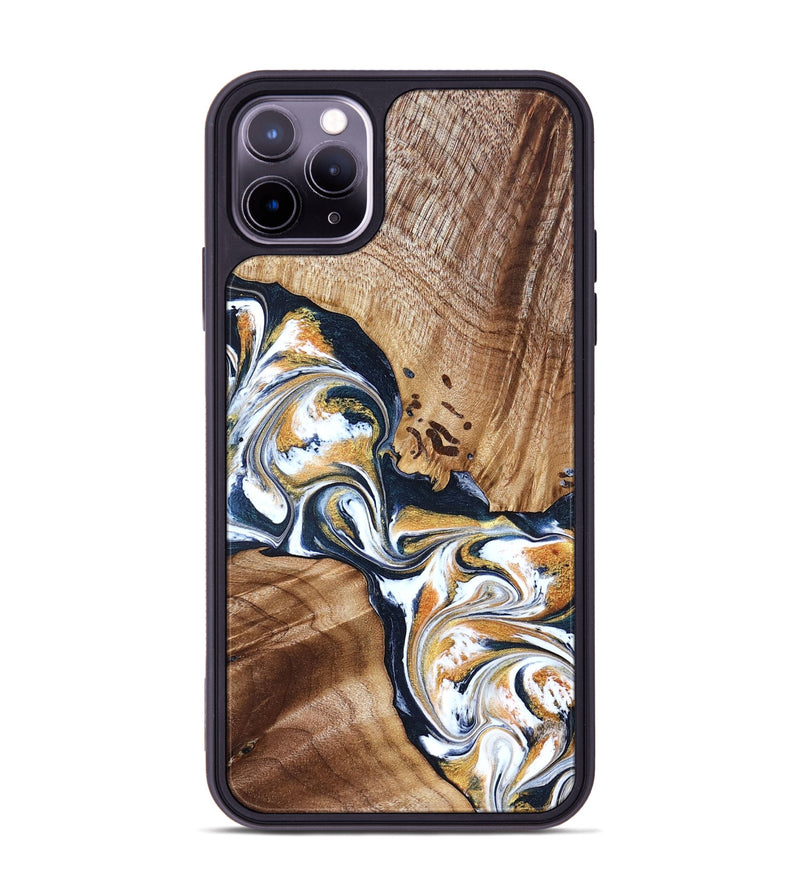 iPhone 11 Pro Max Wood Phone Case - Adalee (Teal & Gold, 827321)