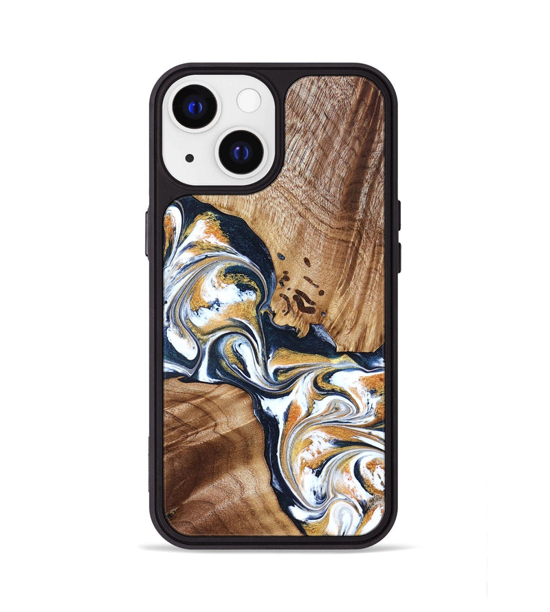 iPhone 13 Wood Phone Case - Adalee (Teal & Gold, 827321)