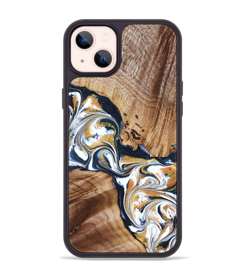 iPhone 14 Plus Wood Phone Case - Adalee (Teal & Gold, 827321)