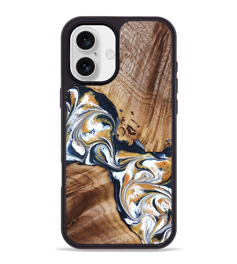 iPhone 16 Plus Wood Phone Case - Adalee (Teal & Gold, 827321)