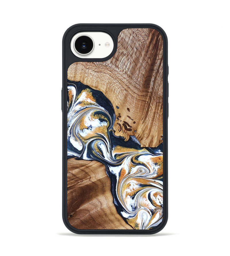 iPhone 16e Wood Phone Case - Adalee (Teal & Gold, 827321)