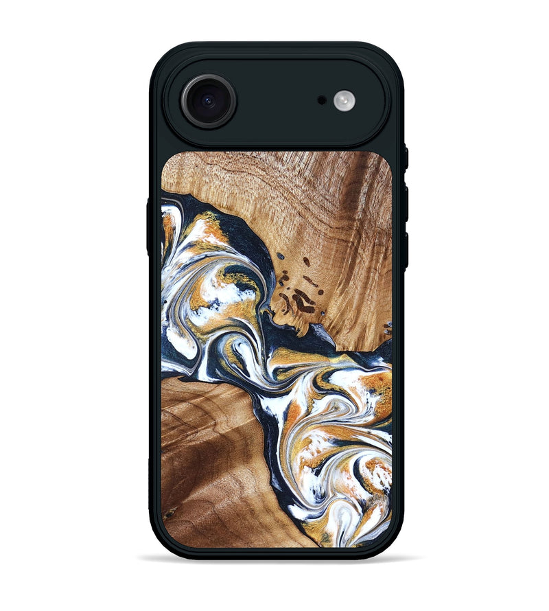 iPhone 17 Air Wood Phone Case - Adalee (Teal & Gold, 827321)