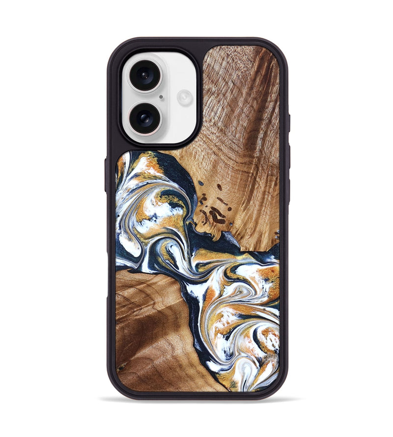 iPhone 17 Wood Phone Case - Adalee (Teal & Gold, 827321)
