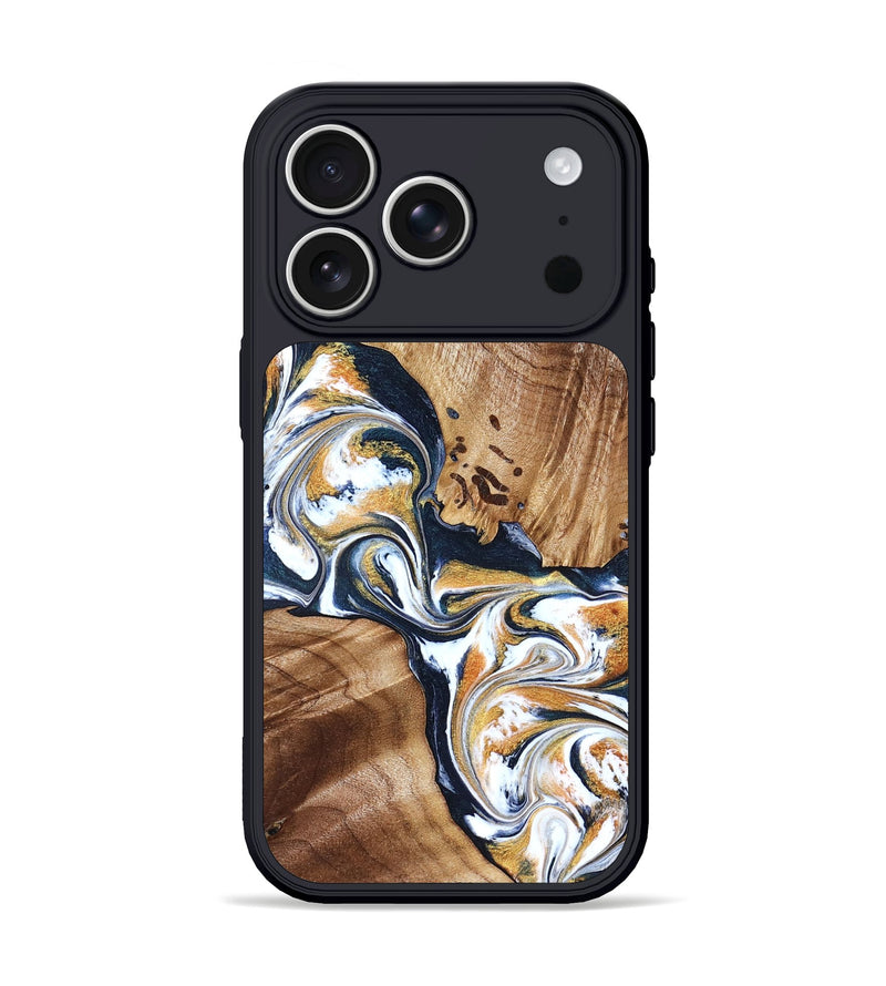 iPhone 17 Pro Wood Phone Case - Adalee (Teal & Gold, 827321)