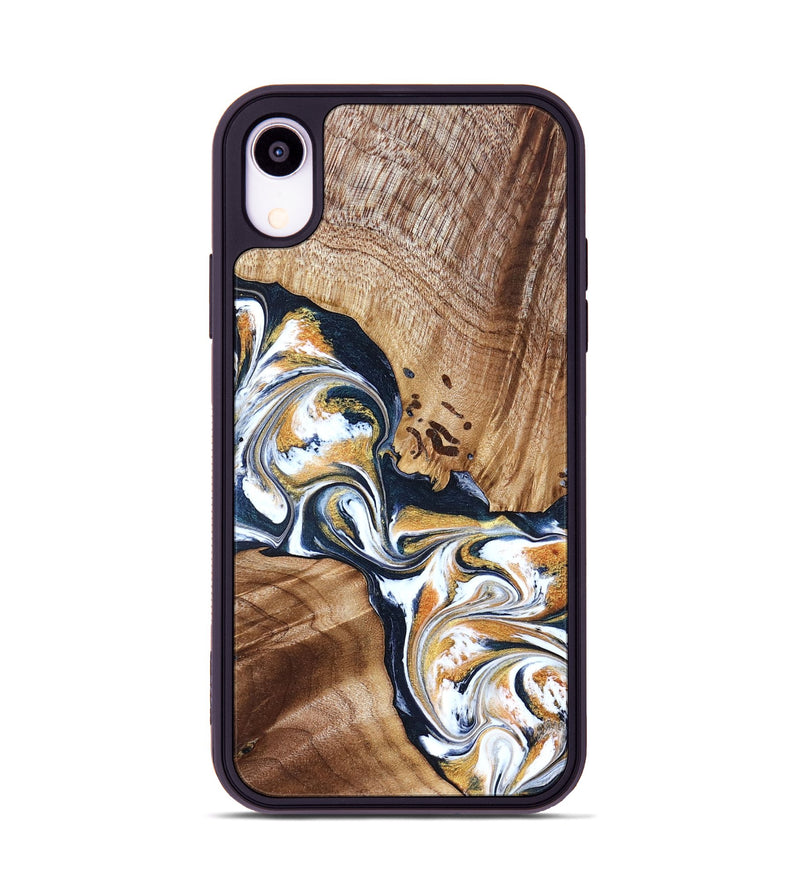 iPhone Xr Wood Phone Case - Adalee (Teal & Gold, 827321)