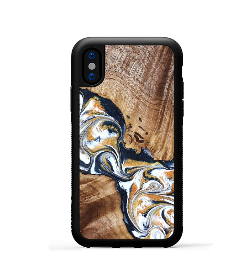 iPhone Xs Wood Phone Case - Adalee (Teal & Gold, 827321)