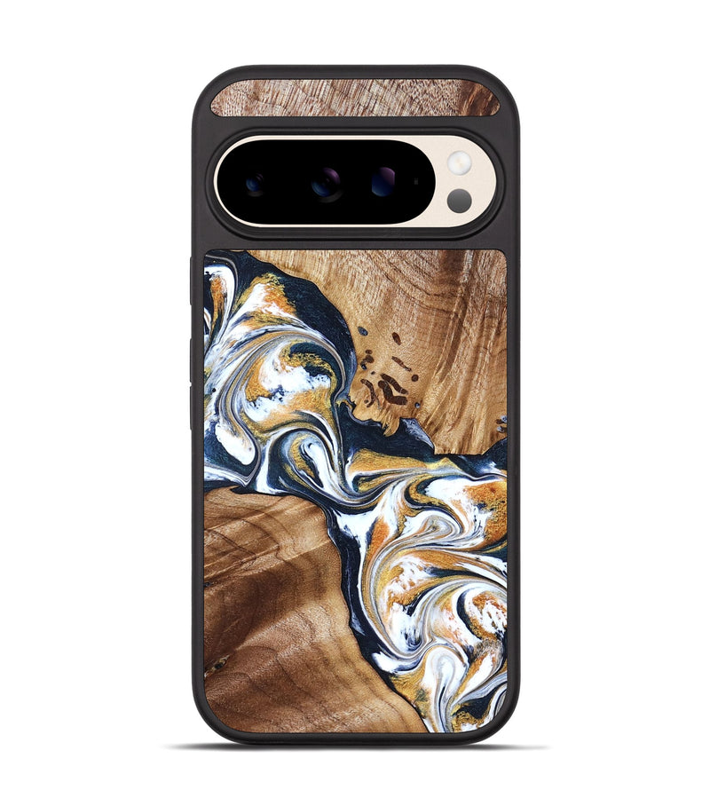Pixel 10 Wood Phone Case - Adalee (Teal & Gold, 827321)