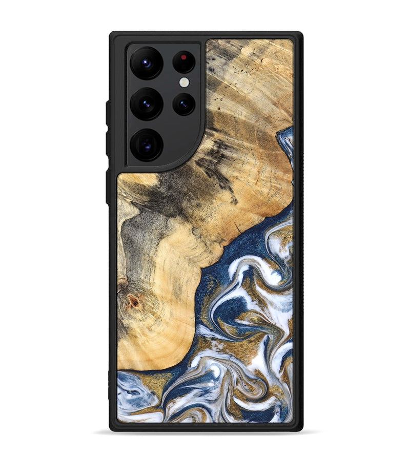 Galaxy S22 Ultra Wood Phone Case - Bryon (Teal & Gold, 827322)