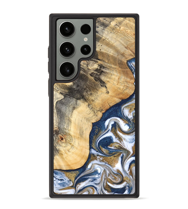 Galaxy S23 Ultra Wood Phone Case - Bryon (Teal & Gold, 827322)
