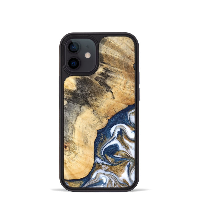 iPhone 12 mini Wood Phone Case - Bryon (Teal & Gold, 827322)