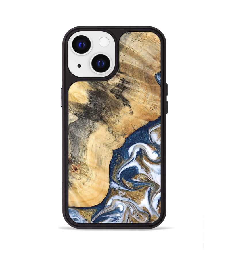 iPhone 13 Wood Phone Case - Bryon (Teal & Gold, 827322)